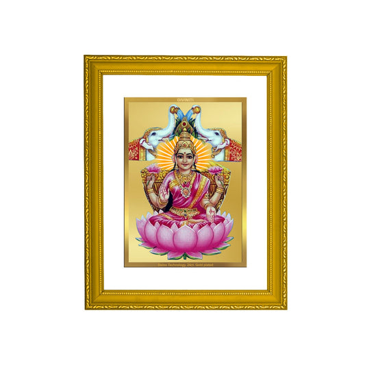 DIVINITI Gaja Lakshmi Gold Plated Wall Photo Frame| DG Frame 101 Size 2 Wall Photo Frame and 24K Gold Plated Foil, Gifts Items (20.8CMX16.7CM)