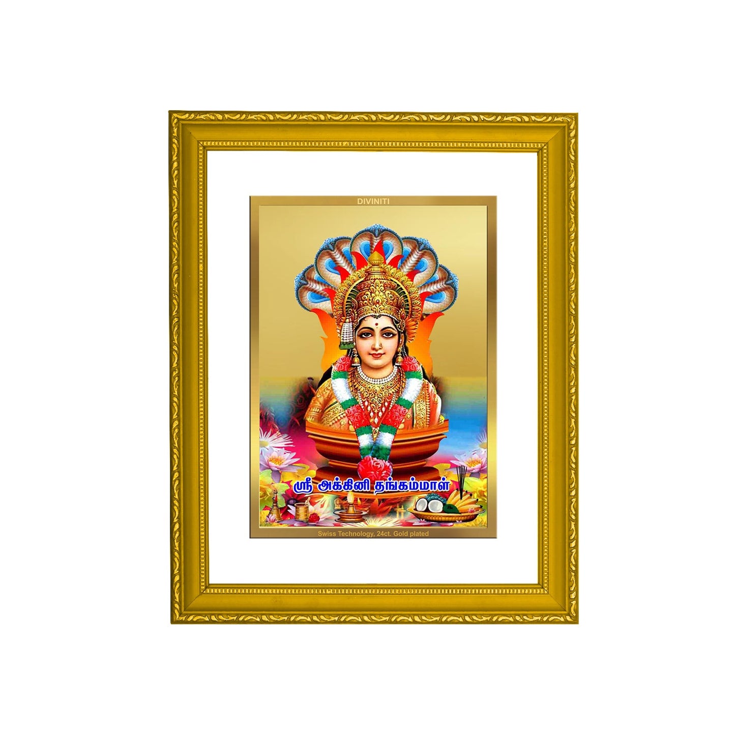 DIVINITI Bommayamman Gold Plated Wall Photo Frame| DG Frame 101 Size 2 Wall Photo Frame and 24K Gold Plated Foil| Religious Photo Frame Idol For Prayer (20.8CMX16.7CM)