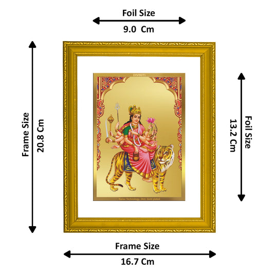 DIVINITI KUSHMANDA MATA Gold Plated Wall Photo Frame| DG Frame 101 Size 2 Wall Photo Frame and 24K Gold Plated Foil| Religious Photo Frame Idol For Prayer, Gifts Items (20.8CMX16.7CM)