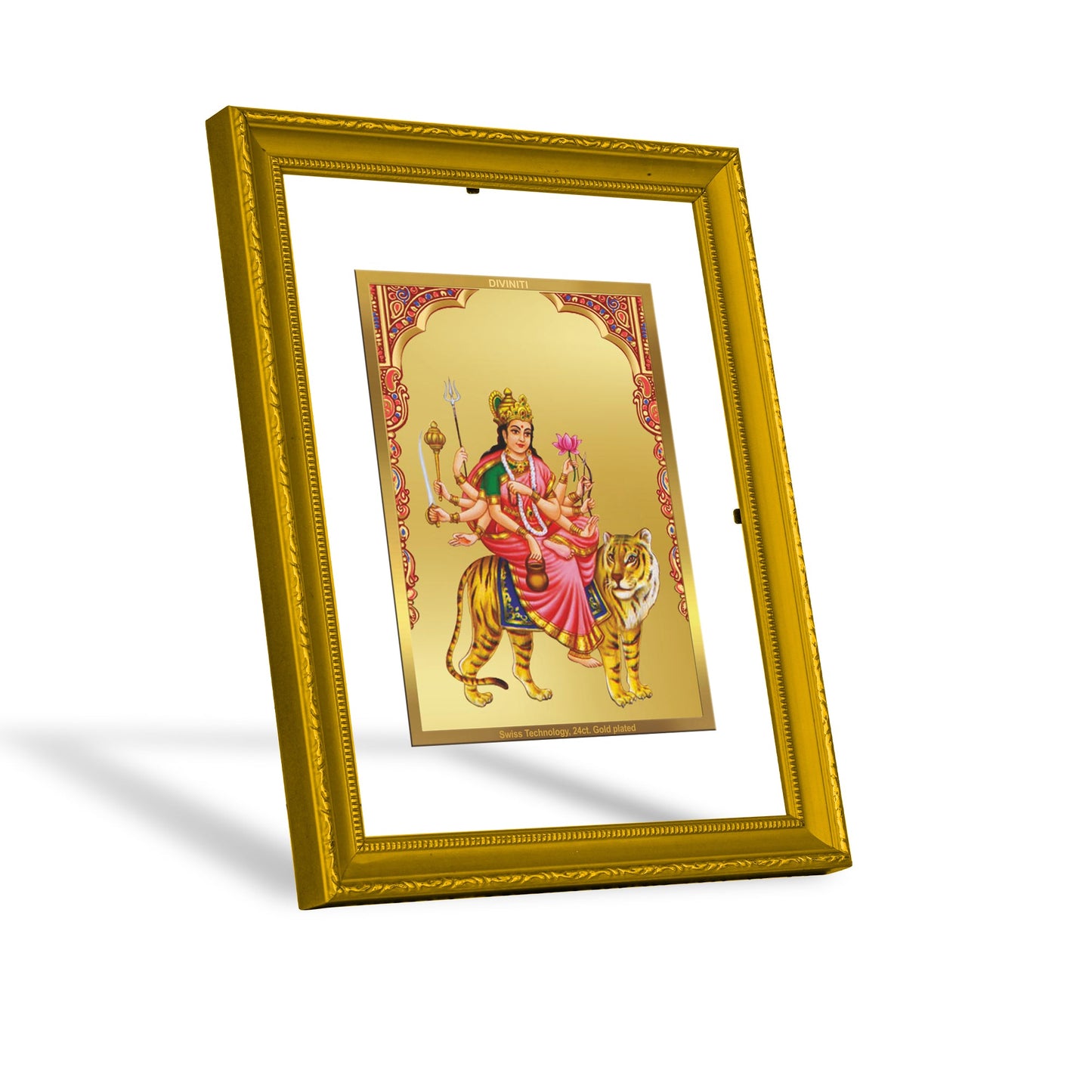 DIVINITI KUSHMANDA MATA Gold Plated Wall Photo Frame| DG Frame 101 Size 2 Wall Photo Frame and 24K Gold Plated Foil| Religious Photo Frame Idol For Prayer, Gifts Items (20.8CMX16.7CM)