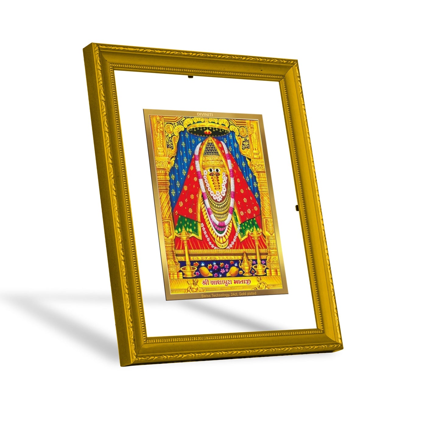 DIVINITI Ashapura Mata Gold Plated Wall Photo Frame| DG Frame 101 Size 2 Wall Photo Frame and 24K Gold Plated Foil| Religious Photo Frame Idol For Prayer, Gifts Items (20.8CMX16.7CM)