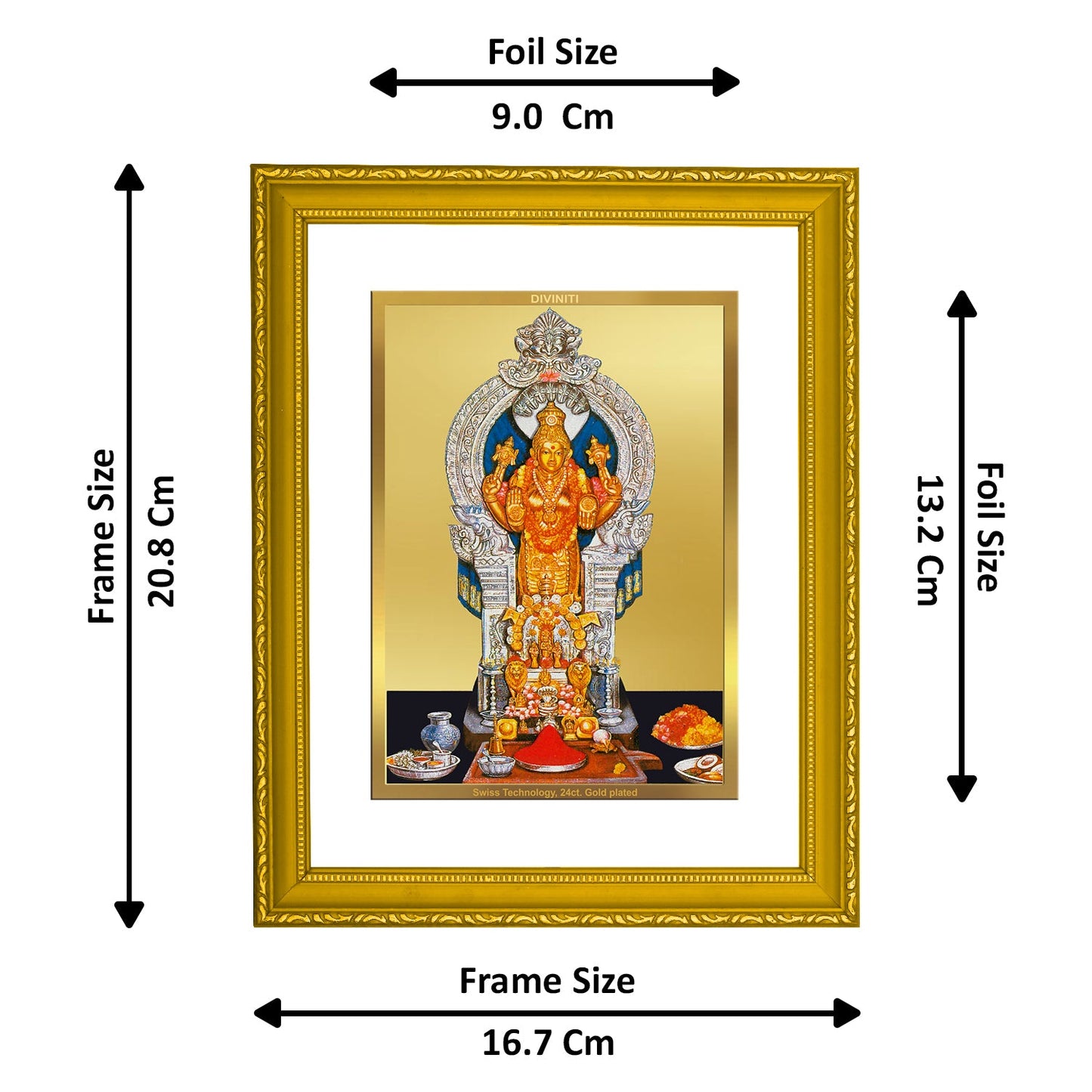 DIVINITI Annapoorna Gold Plated Wall Photo Frame| DG Frame 101 Size 2 Wall Photo Frame and 24K Gold Plated Foil| Religious Photo Frame Idol For Prayer, Gifts Items (20.8CMX16.7CM)