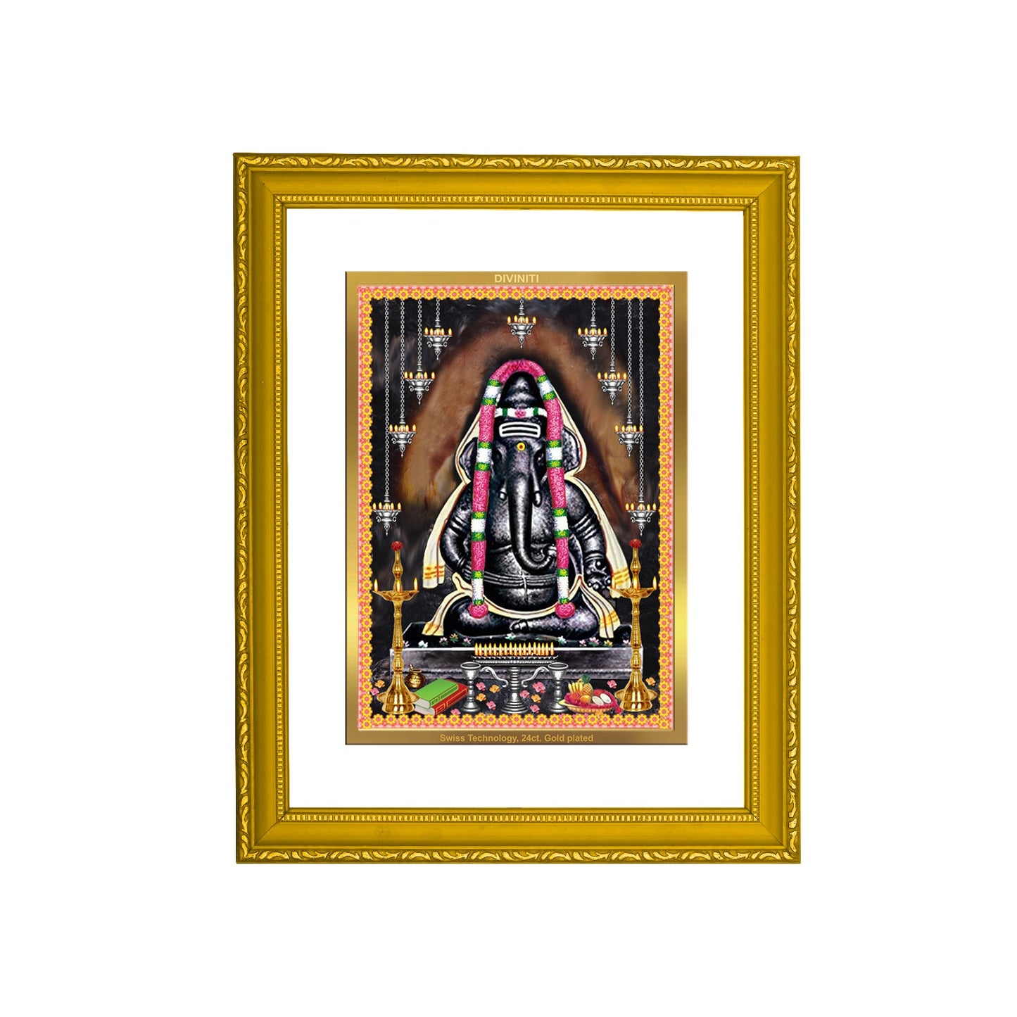 DIVINITI Ayyappan Vinayagar Gold Plated Wall Photo Frame| DG Frame 101 Size 2 Wall Photo Frame and 24K Gold Plated Foil| Religious Photo Frame Idol For Prayer, Gifts Items (20.8CMX16.7CM)