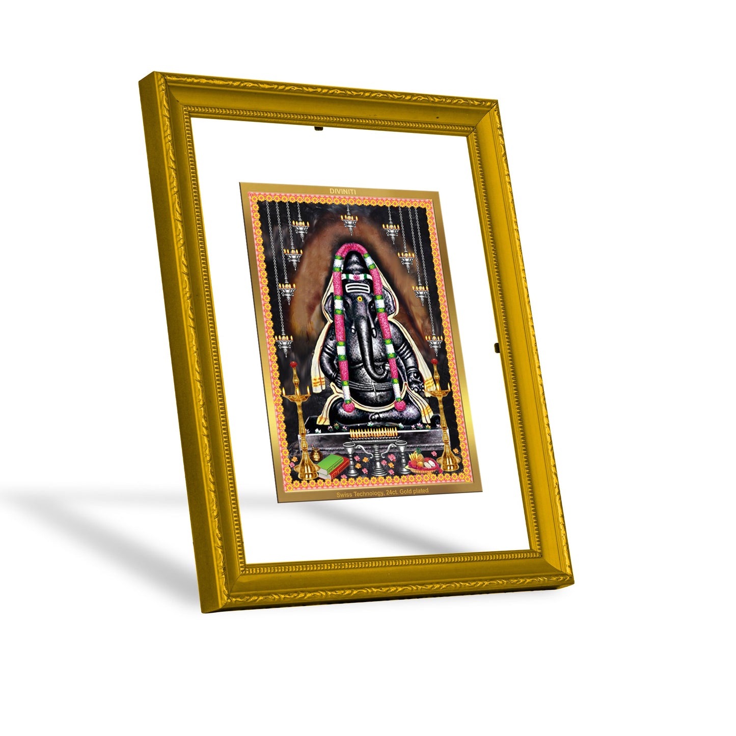 DIVINITI Ayyappan Vinayagar Gold Plated Wall Photo Frame| DG Frame 101 Size 2 Wall Photo Frame and 24K Gold Plated Foil| Religious Photo Frame Idol For Prayer, Gifts Items (20.8CMX16.7CM)