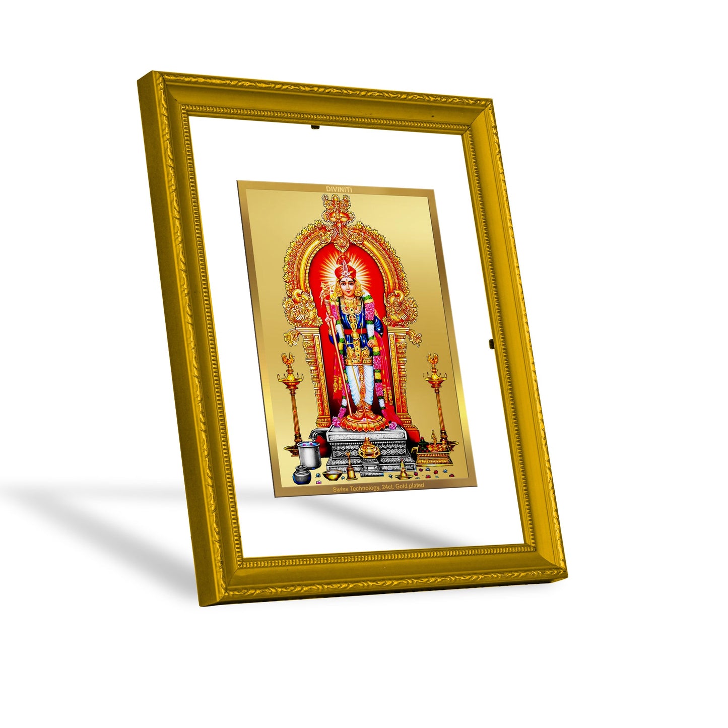 DIVINITI Raja Alangaram Gold Plated Wall Photo Frame| DG Frame 101 Size 2 Wall Photo Frame and 24K Gold Plated Foil| Religious Photo Frame Idol For Prayer, Gifts Items (20.8CMX16.7CM)