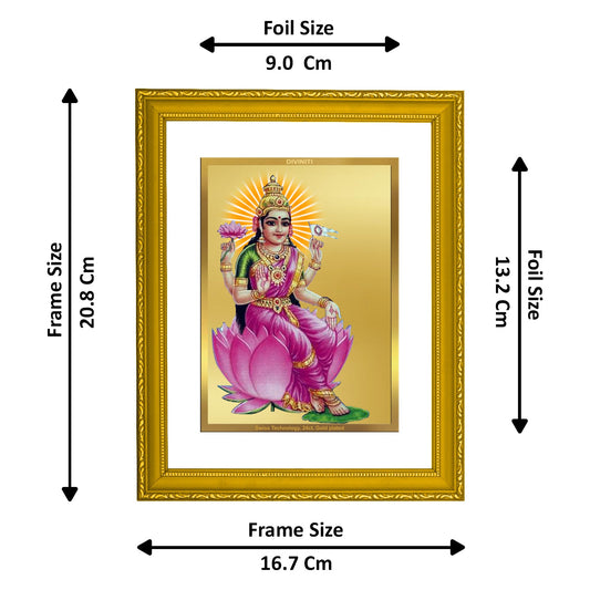 DIVINITI Aadi Lakshmi Gold Plated Wall Photo Frame| DG Frame 101 Size 2 Wall Photo Frame and 24K Gold Plated Foil| Religious Photo Frame Idol For Prayer, Gifts Items (20.8CMX16.7CM)