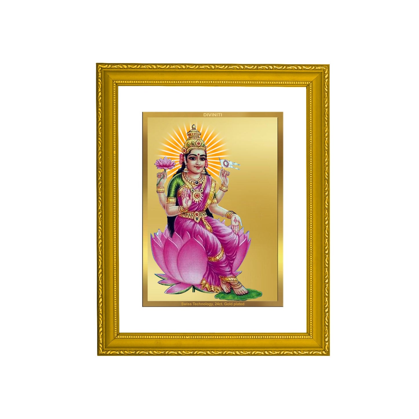 DIVINITI Aadi Lakshmi Gold Plated Wall Photo Frame| DG Frame 101 Size 2 Wall Photo Frame and 24K Gold Plated Foil| Religious Photo Frame Idol For Prayer, Gifts Items (20.8CMX16.7CM)