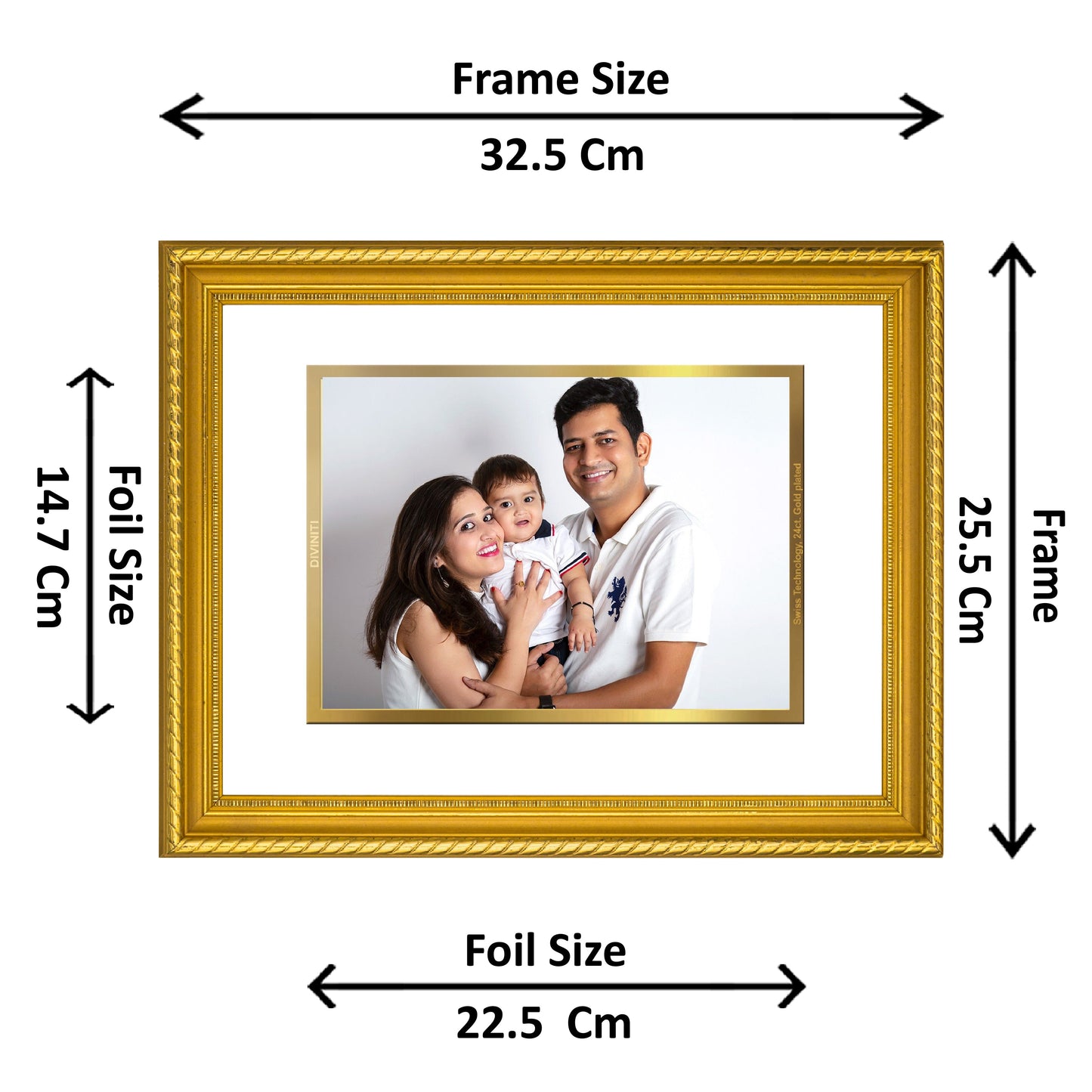 Diviniti Customized Gold Plated Wall Photo Frame| DG Frame 056 Size 3 and 24K Gold Plated Foil| Personalized Gifts for All Occasions