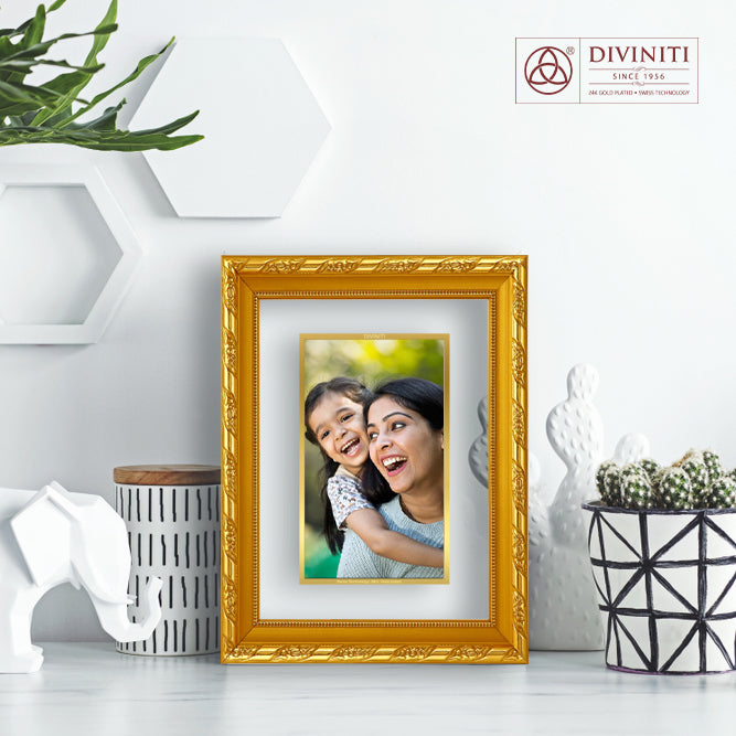 Diviniti Customized Gold Plated Wall Photo Frame| DG Frame 103 Size 2 and 24K Gold Plated Foil| Personalized Gifts for All Occasions