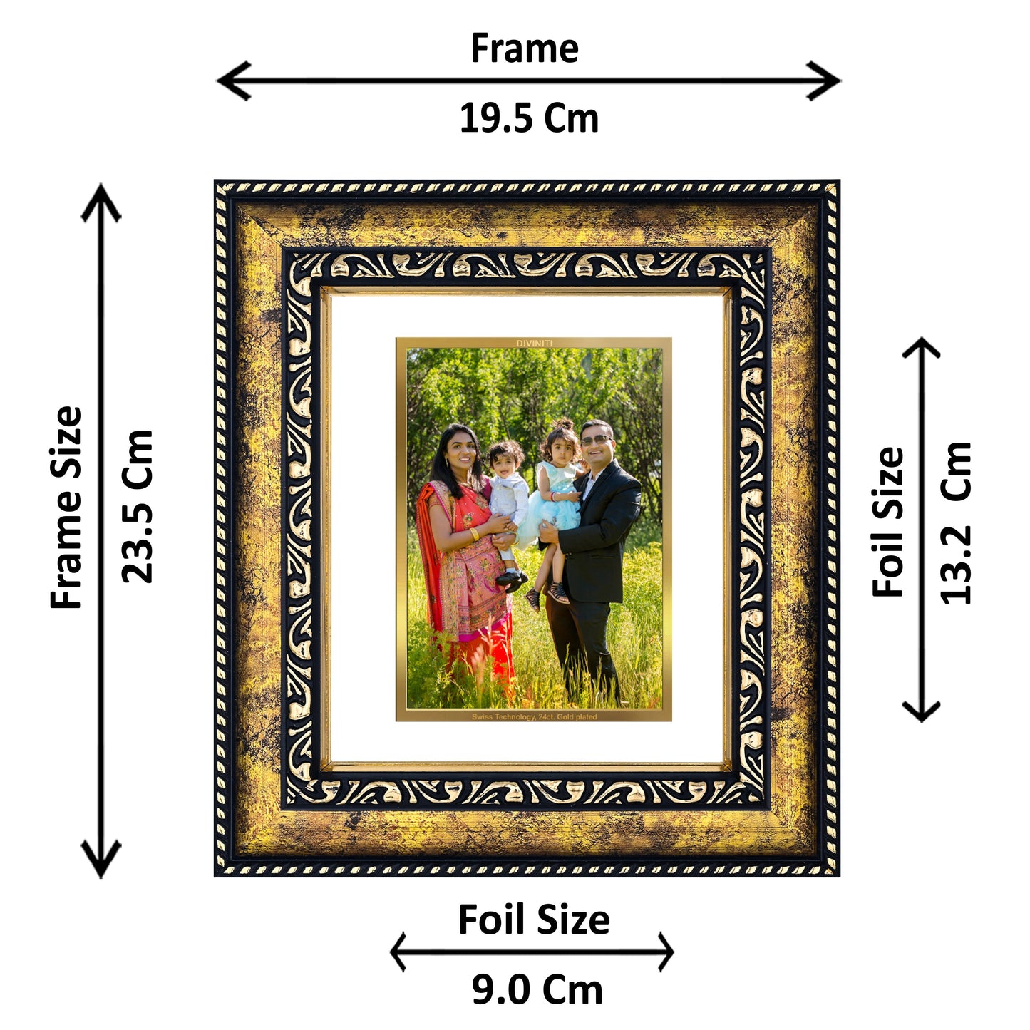 Diviniti Customized Gold Plated Wall Photo Frame| DG Frame 113 Size 2 and 24K Gold Plated Foil| Personalized Gifts for All Occasions