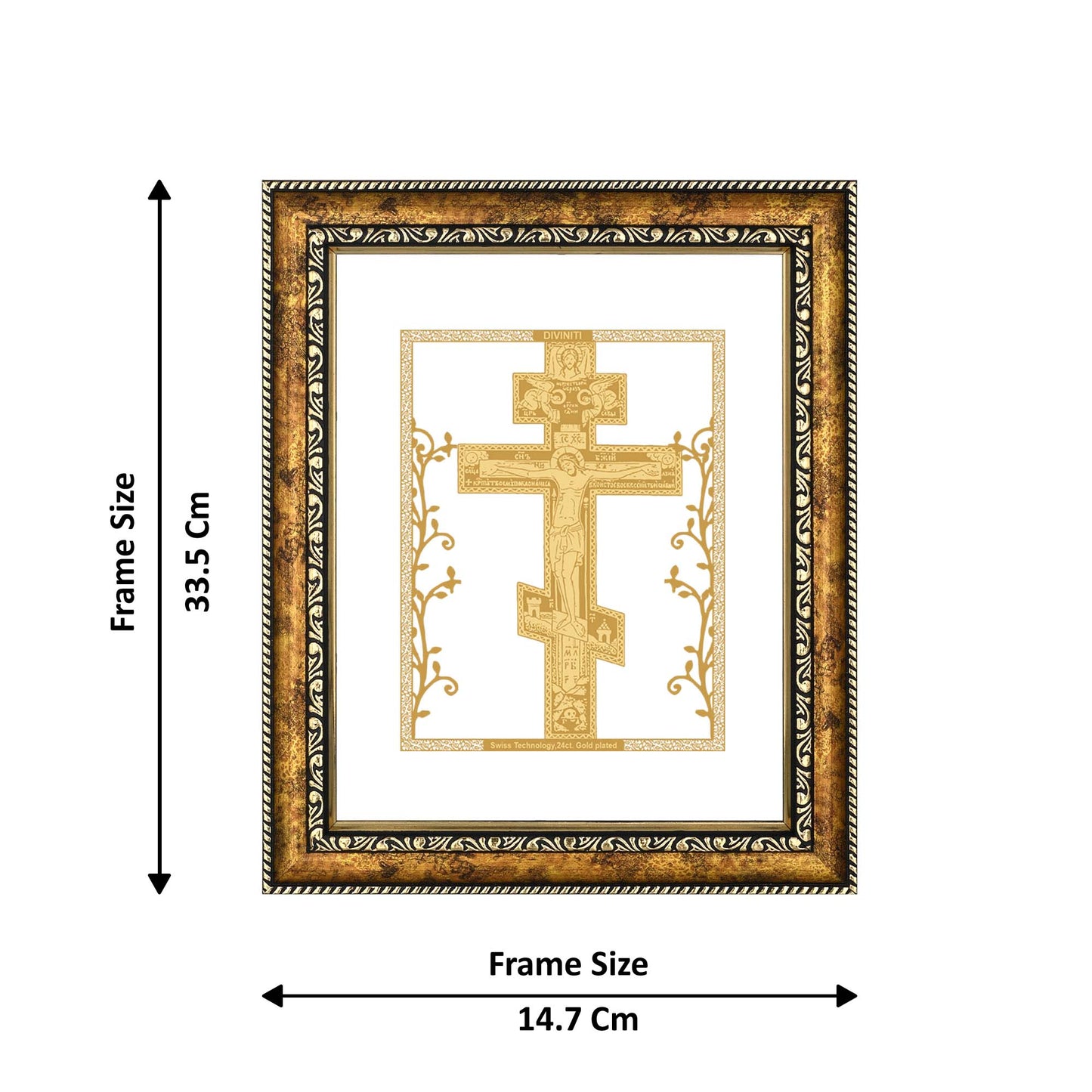 Diviniti 24K Gold Plated Christ Wall Hanging for Home| Photo Frame For Wall Decoration| DG Size 3 Wall Photo Frame For Home Decor, Living Room, Hall, Guest Room