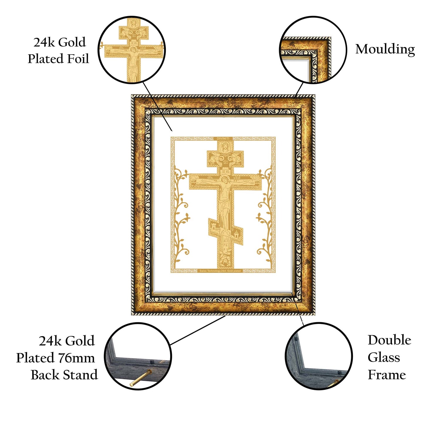 Diviniti 24K Gold Plated Christ Wall Hanging for Home| Photo Frame For Wall Decoration| DG Size 3 Wall Photo Frame For Home Decor, Living Room, Hall, Guest Room