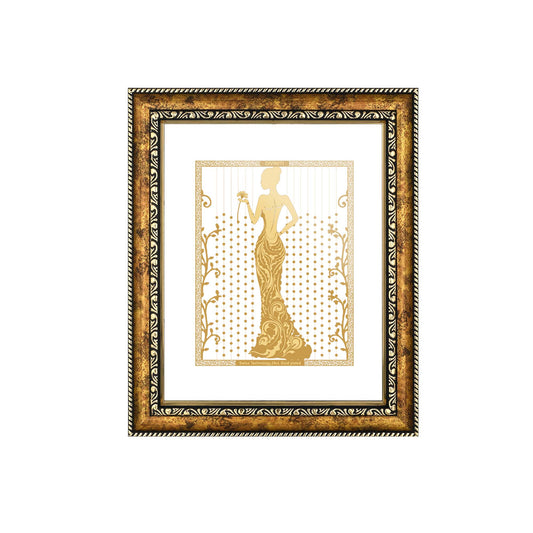 Diviniti 24K Gold Plated Lady Wall Hanging for Home| Photo Frame For Wall Decoration| DG Size 3 Wall Photo Frame For Home Decor, Living Room, Hall, Guest Room