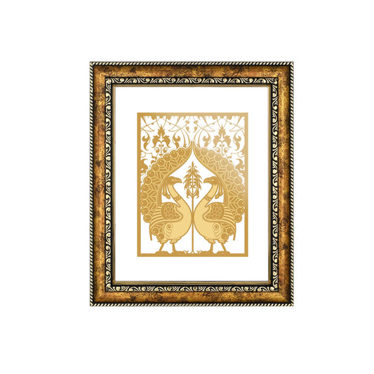 Diviniti 24K Gold Plated Peacock Couple Wall Hanging for Home| Photo Frame For Wall Decoration| DG Size 3 Wall Photo Frame For Home Decor, Living Room, Hall, Guest Room