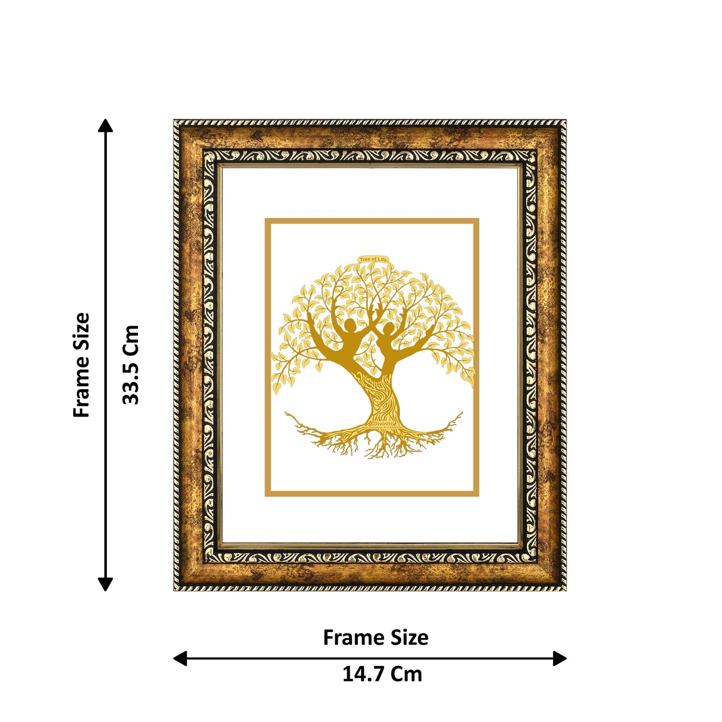 Diviniti 24K Gold Plated Tree of Life Wall Hanging for Home| Photo Frame For Wall Decoration| DG Size 3 Wall Photo Frame For Home Decor, Living Room, Hall, Guest Room