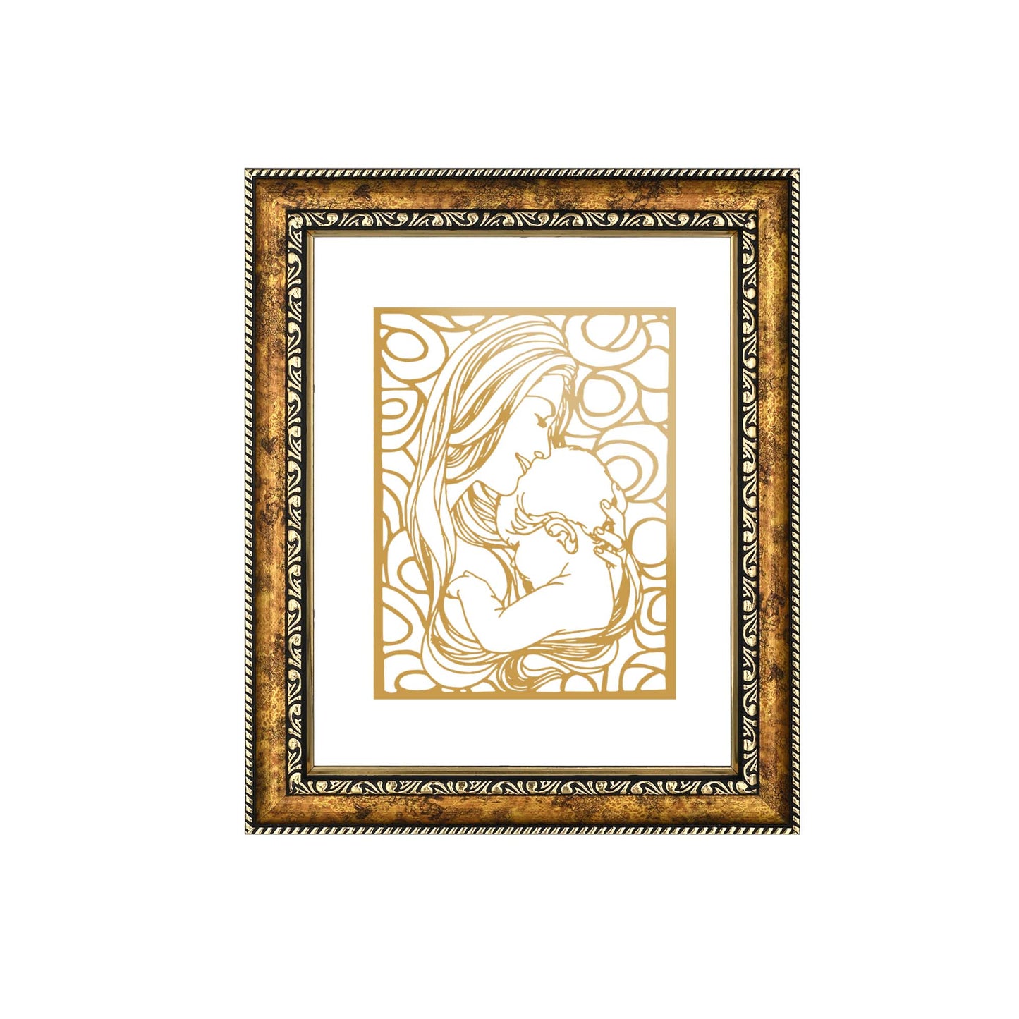 Diviniti 24K Gold Plated Mother Love Wall Hanging for Home| Photo Frame For Wall Decoration| DG Size 3 Wall Photo Frame For Home Decor, Living Room, Hall, Guest Room