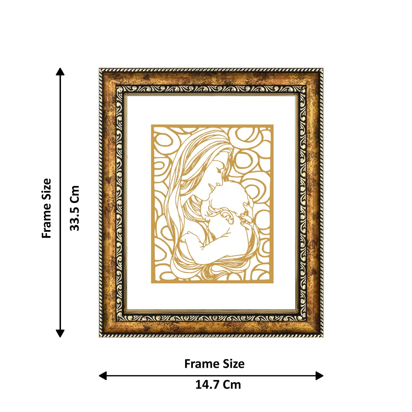 Diviniti 24K Gold Plated Mother Love Wall Hanging for Home| Photo Frame For Wall Decoration| DG Size 3 Wall Photo Frame For Home Decor, Living Room, Hall, Guest Room