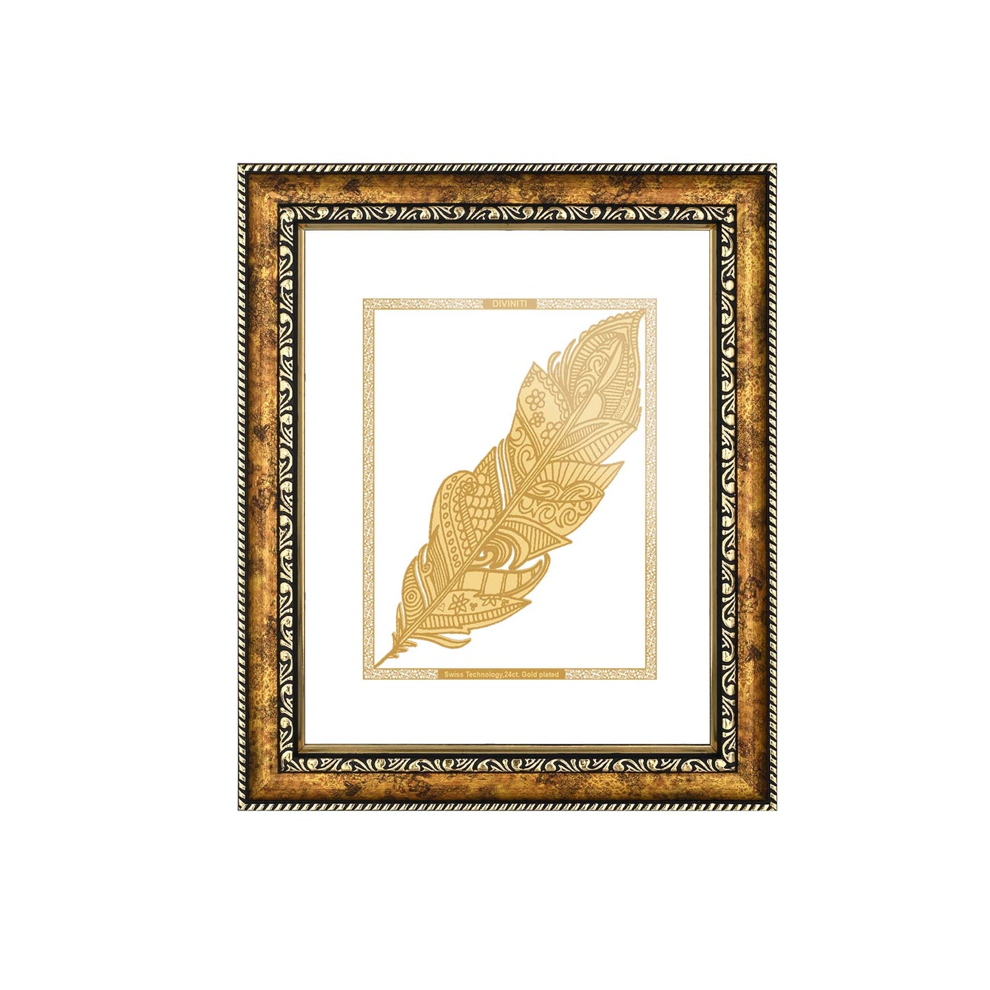 Diviniti 24K Gold Plated Leaf Wall Hanging for Home| DG Photo Frame For Wall Decoration| Wall Hanging Photo Frame For Home Decor, Living Room, Hall, Guest Room