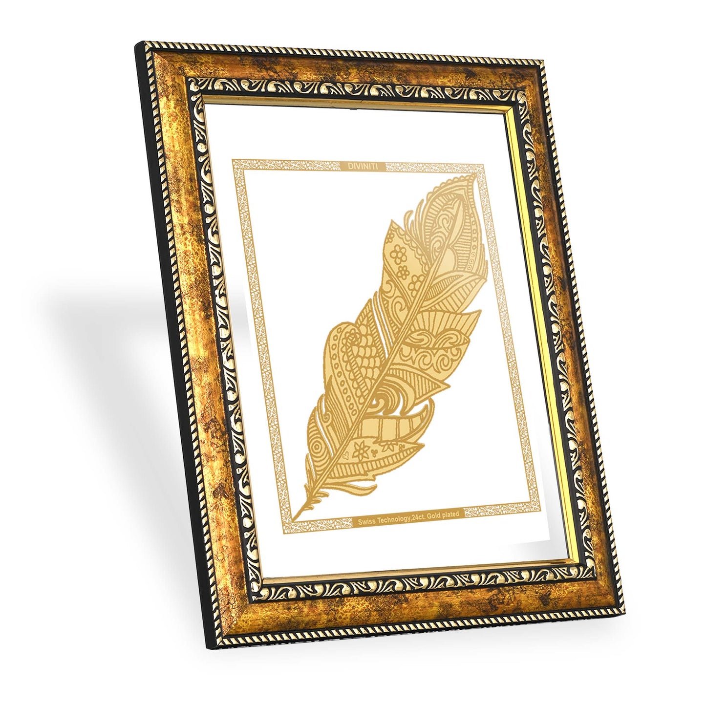 Diviniti 24K Gold Plated Leaf Wall Hanging for Home| DG Photo Frame For Wall Decoration| Wall Hanging Photo Frame For Home Decor, Living Room, Hall, Guest Room