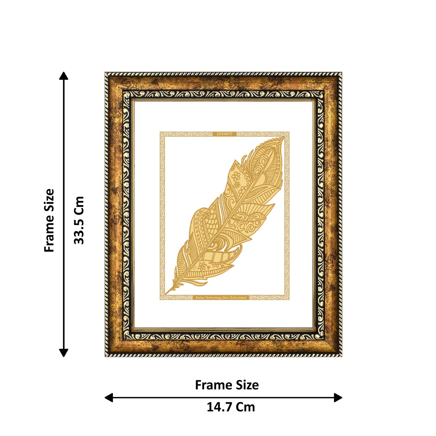 Diviniti 24K Gold Plated Leaf Wall Hanging for Home| DG Photo Frame For Wall Decoration| Wall Hanging Photo Frame For Home Decor, Living Room, Hall, Guest Room