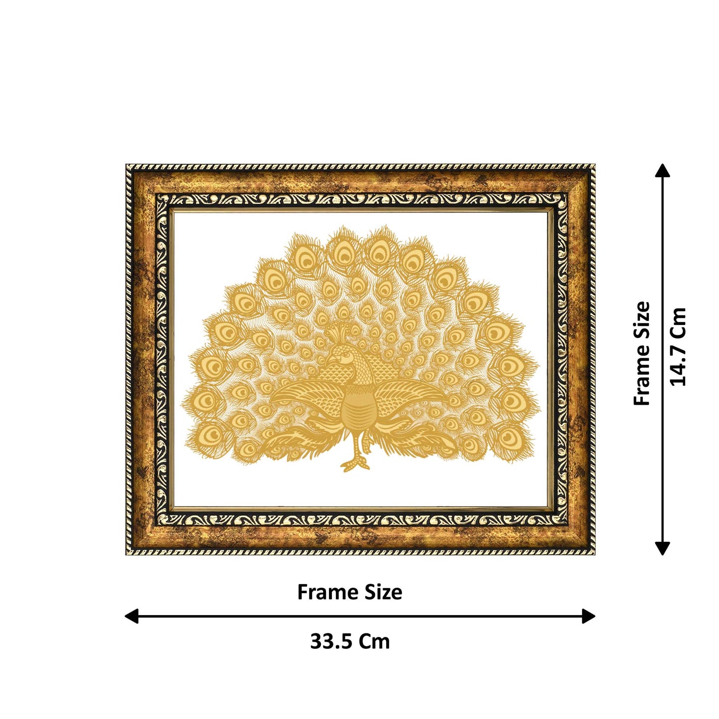 Diviniti 24K Gold Plated Peacock Wall Hanging for Home| DG Photo Frame For Wall Decoration| Wall Hanging Photo Frame For Home Decor, Living Room, Hall, Guest Room