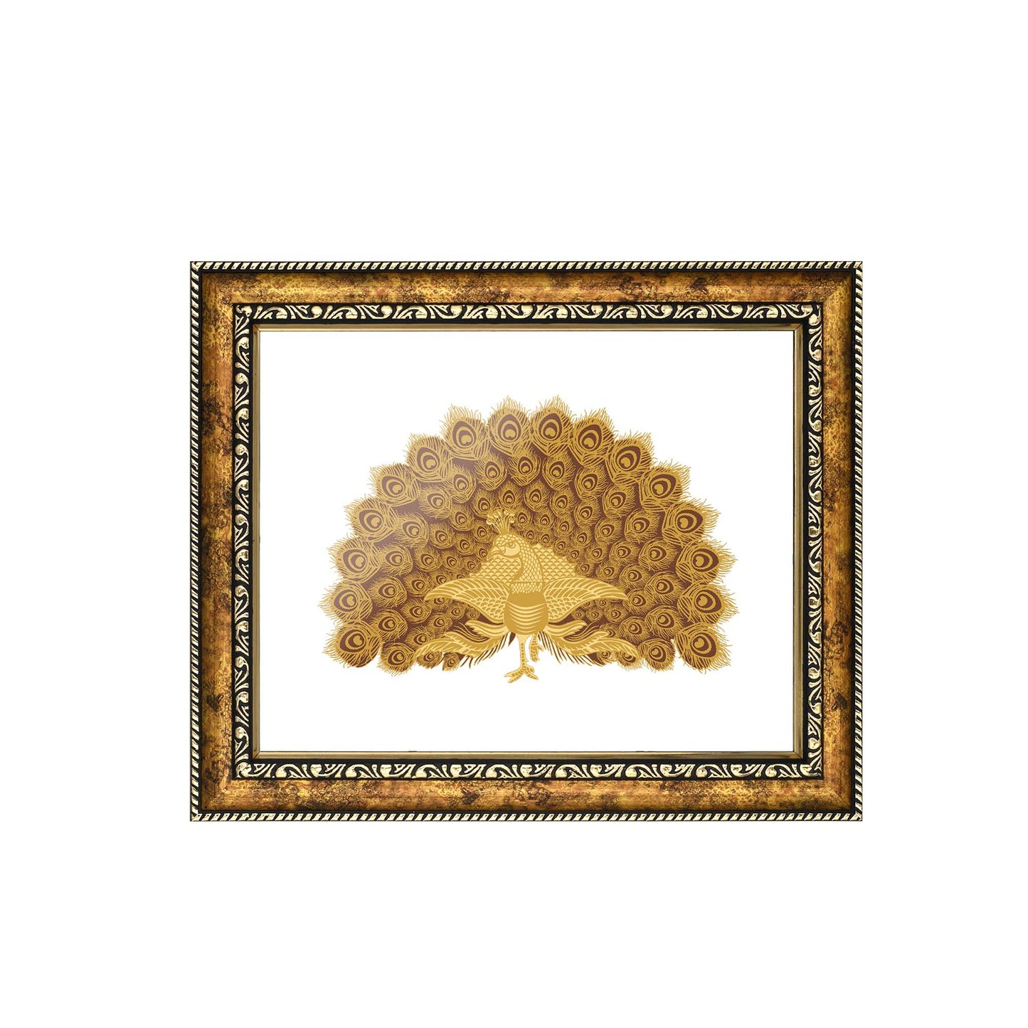 Diviniti 24K Gold Plated Peacock Wall Hanging for Home| Photo Frame For Wall Decoration| DG Size 3 Wall Photo Frame For Home Decor, Living Room, Hall, Guest Room