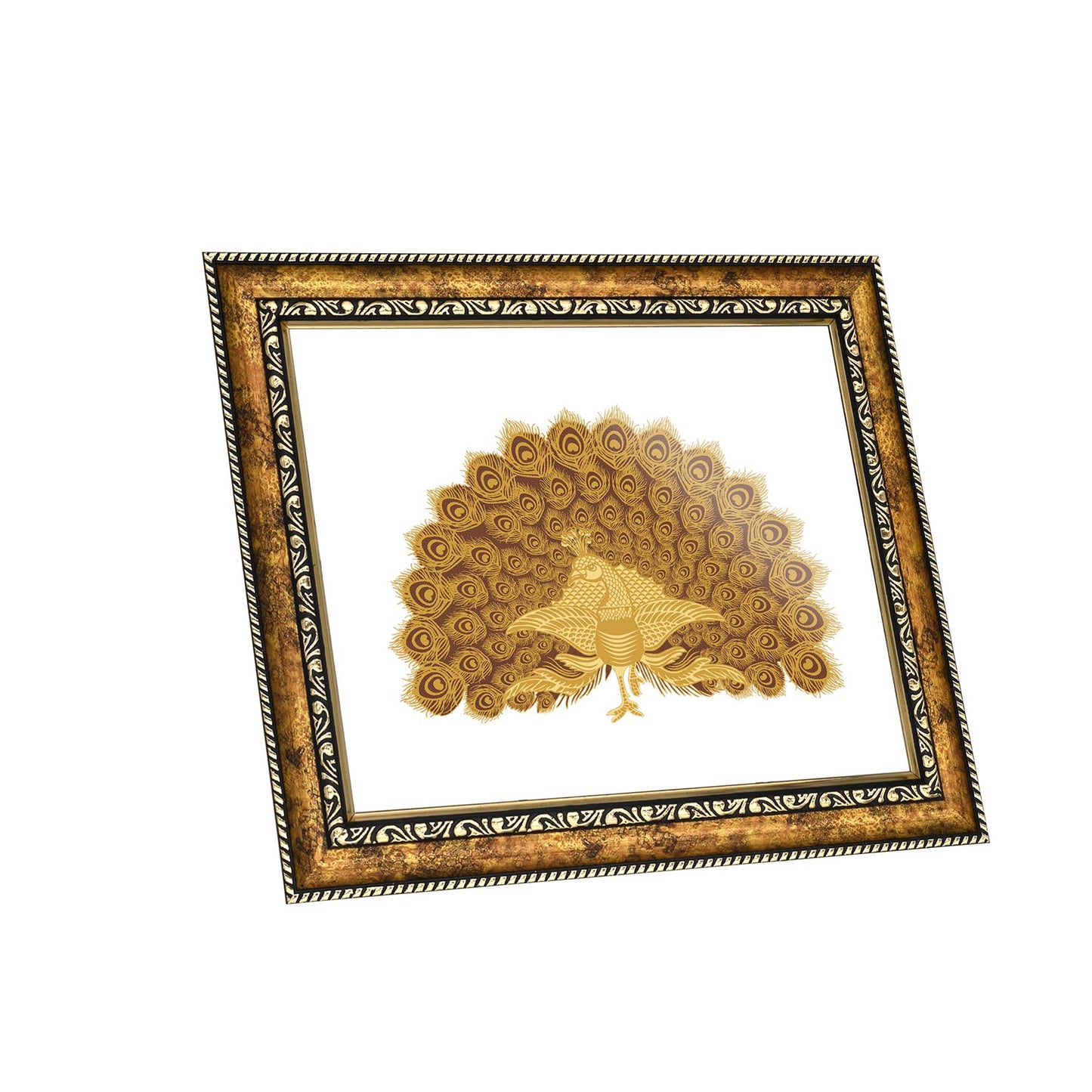 Diviniti 24K Gold Plated Peacock Wall Hanging for Home| Photo Frame For Wall Decoration| DG Size 3 Wall Photo Frame For Home Decor, Living Room, Hall, Guest Room