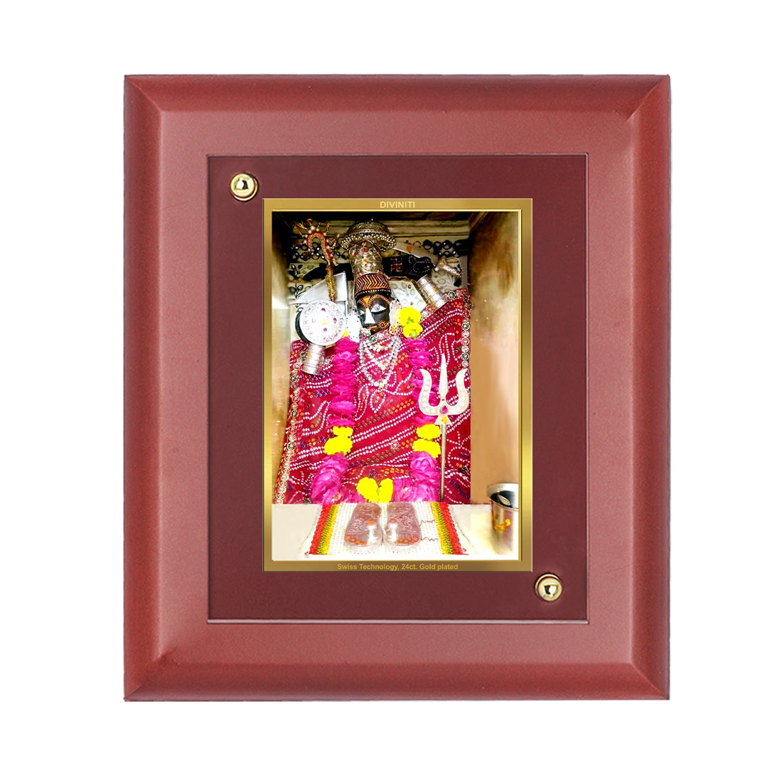 Diviniti Uriya Mata gold-plated Wall Photo Frame, Table Decor| MDF 1 Wooden Photo Frame with 24K gold-plated Foil| Religious Photo Frame Idol For Prayer, Gifts Items