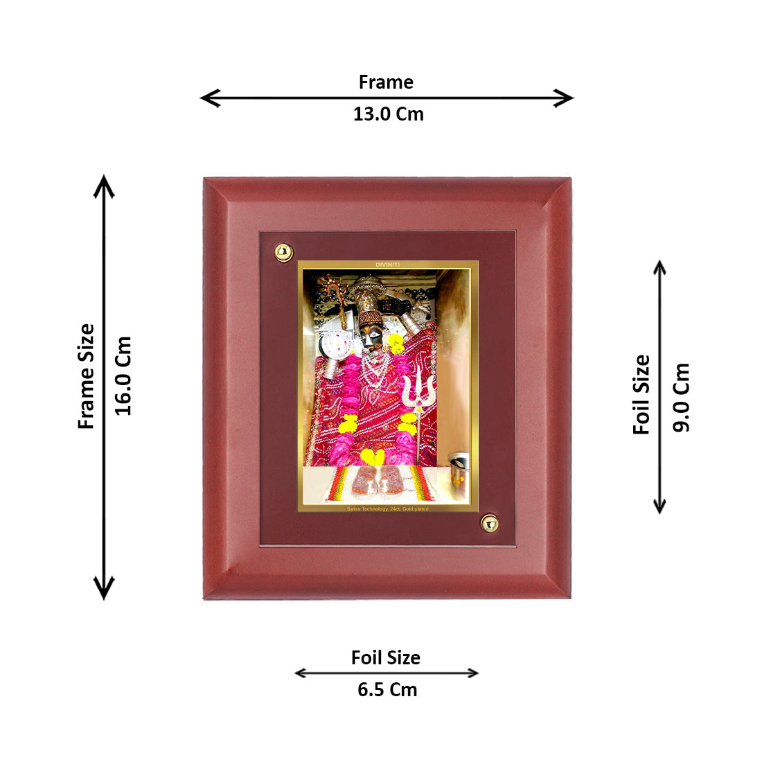 Diviniti Uriya Mata gold-plated Wall Photo Frame, Table Decor| MDF 1 Wooden Photo Frame with 24K gold-plated Foil| Religious Photo Frame Idol For Prayer, Gifts Items