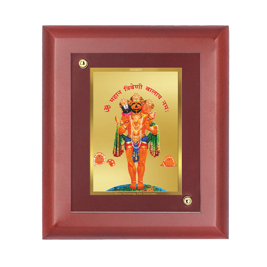 Diviniti 24K Gold Plated Triveni Balaji Photo Frame For Home Decor, Wall Decor, Table, Worship, Gift (16 x 13 CM)