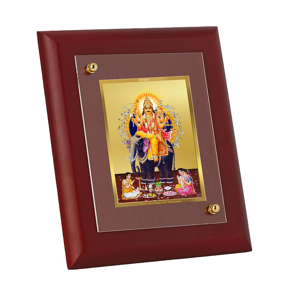 Diviniti 24K Gold Plated Vishwakarma Photo Frame For Home Decor, Wall Decor, Table Tops, Puja, Gift (16 x 13 CM)