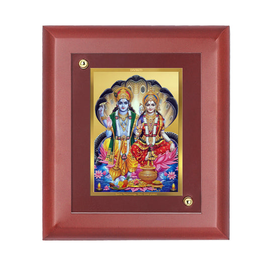 Diviniti Vishnu Laxmi gold-plated Wall Photo Frame, Table Decor| MDF 1 Wooden Photo Frame with 24K gold-plated Foil| Religious Photo Frame Idol For Prayer, Gifts Items