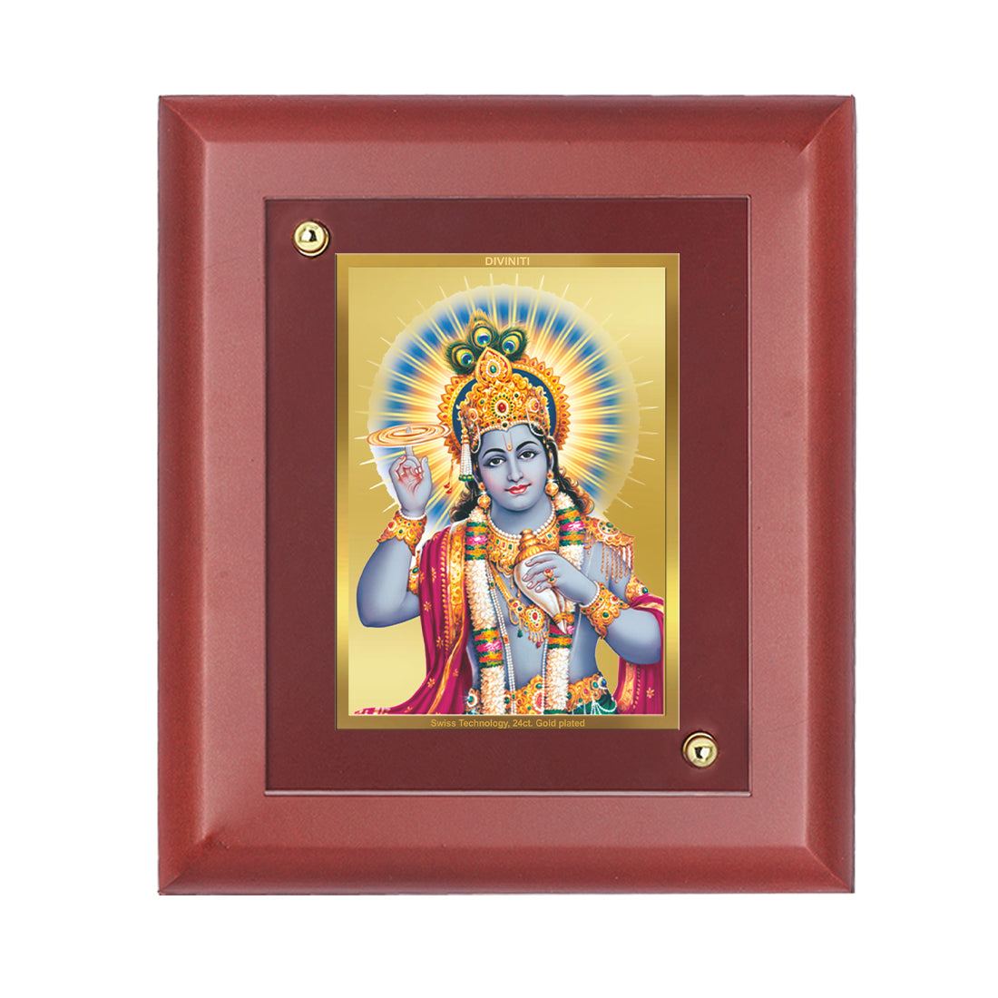 Diviniti 24K Gold Plated Lord Vishnu Photo Frame For Home Wall Decor, Table, Puja, Gift (16 x 13 CM)