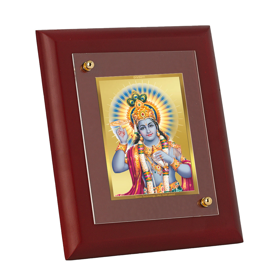 Diviniti 24K Gold Plated Lord Vishnu Photo Frame For Home Wall Decor, Table, Puja, Gift (16 x 13 CM)