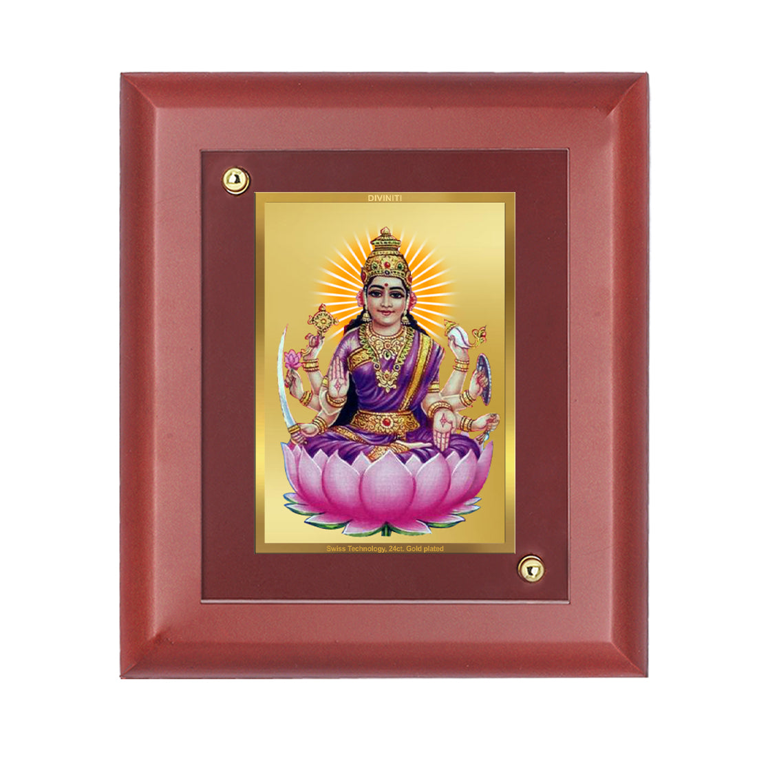 Diviniti 24K Gold Plated Vijaya Lakshmi Photo Frame For Home Decor, Table Tops, Worship, Gift (16 x 13 CM)