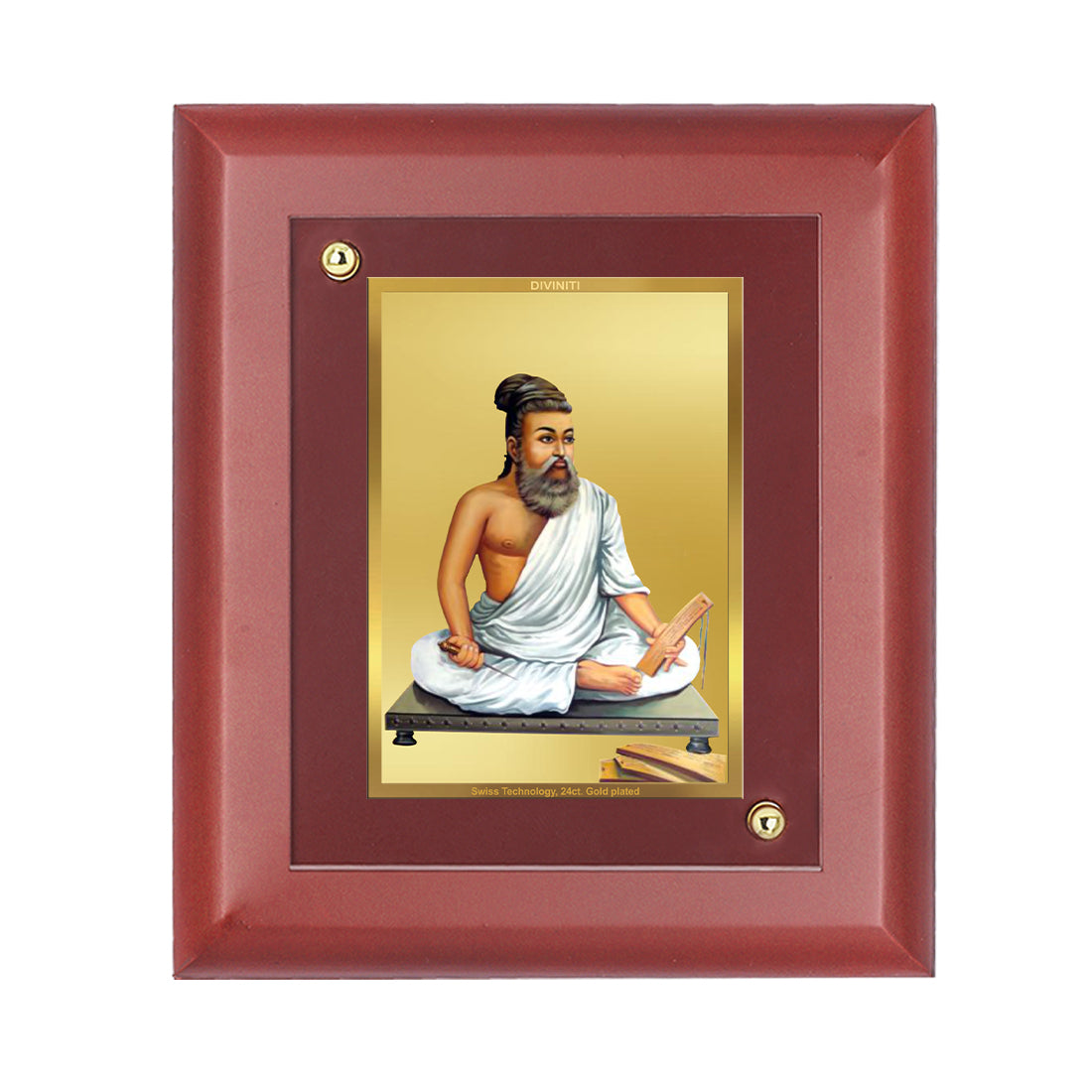 Diviniti 24K Gold Plated Thiruvalluvar Photo Frame For Home Decor Showpiece, Wall Decor, Table Tops (16 x 13 CM)