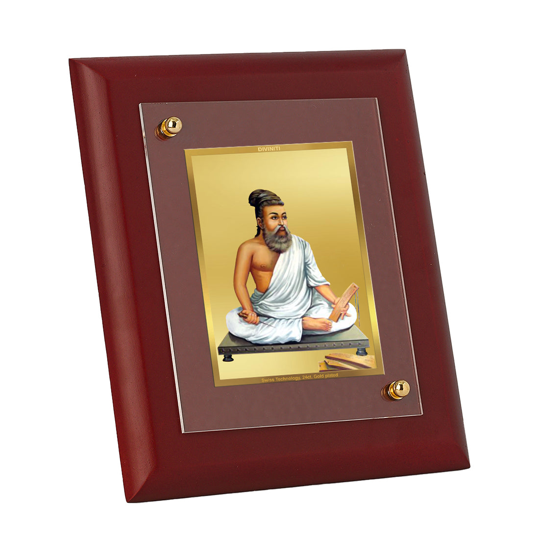 Diviniti 24K Gold Plated Thiruvalluvar Photo Frame For Home Decor Showpiece, Wall Decor, Table Tops (16 x 13 CM)