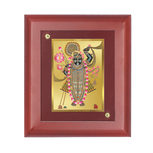 Diviniti 24K Gold Plated Shrinathji Photo Frame For Home Decor, Wall Decor, Table, Puja, Gift (16 x 13 CM)