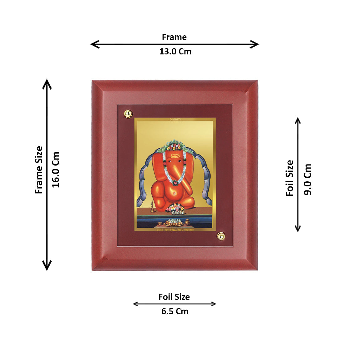 Diviniti 24K Gold Plated Varadvinayak Photo Frame For Home Decor Showpiece, Wall Hanging, Table Tops (16 x 13 CM)