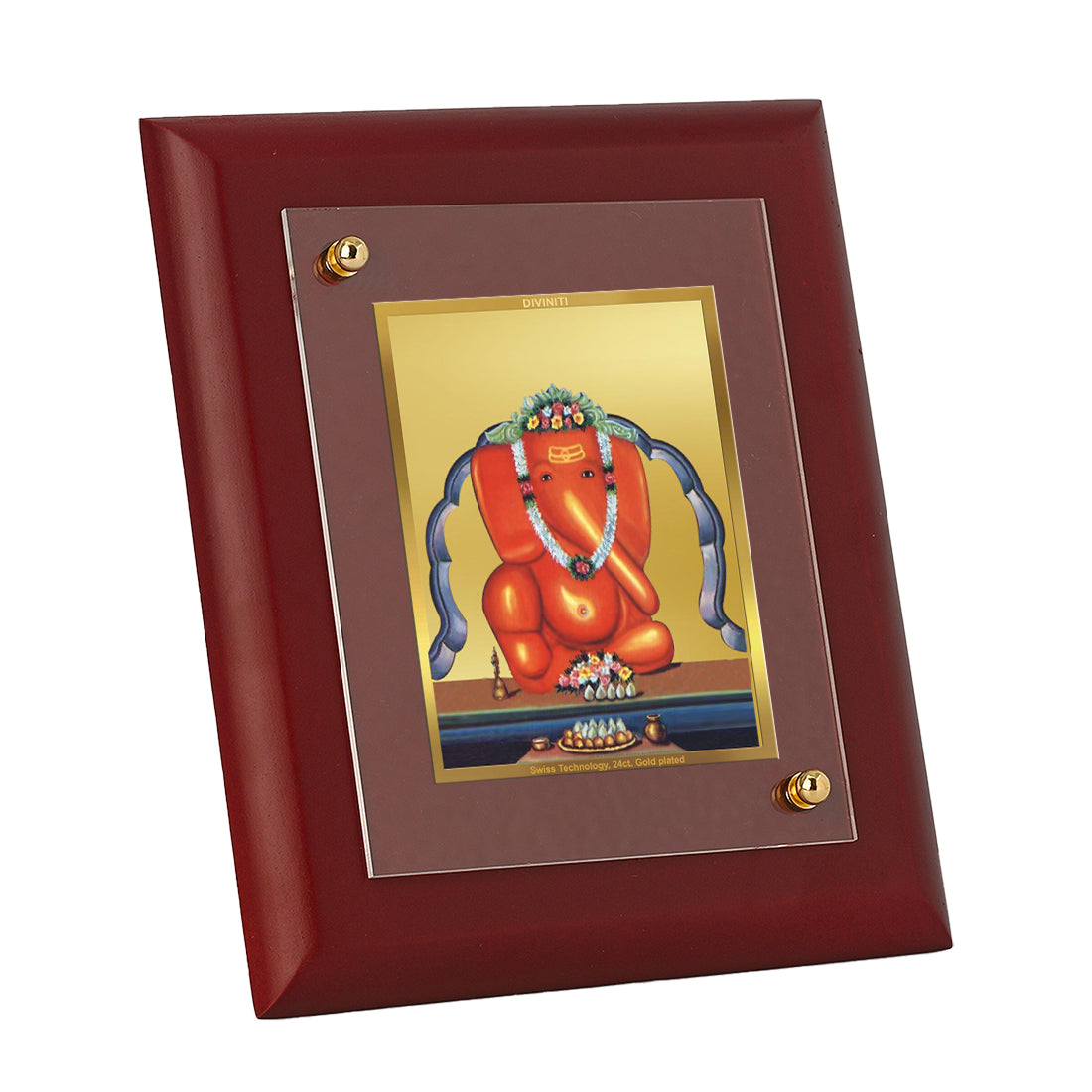 Diviniti 24K Gold Plated Varadvinayak Photo Frame For Home Decor Showpiece, Wall Hanging, Table Tops (16 x 13 CM)