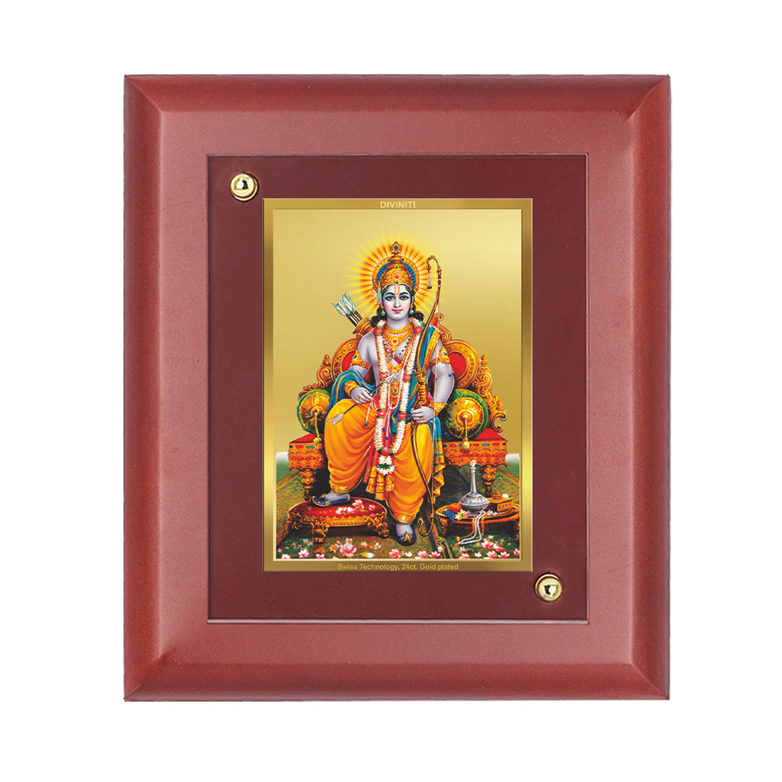 Diviniti 24K Gold Plated Ram Thakur Photo Frame For Home Decor, Wall Decor, Table Tops, Gift (16 x 13 CM)