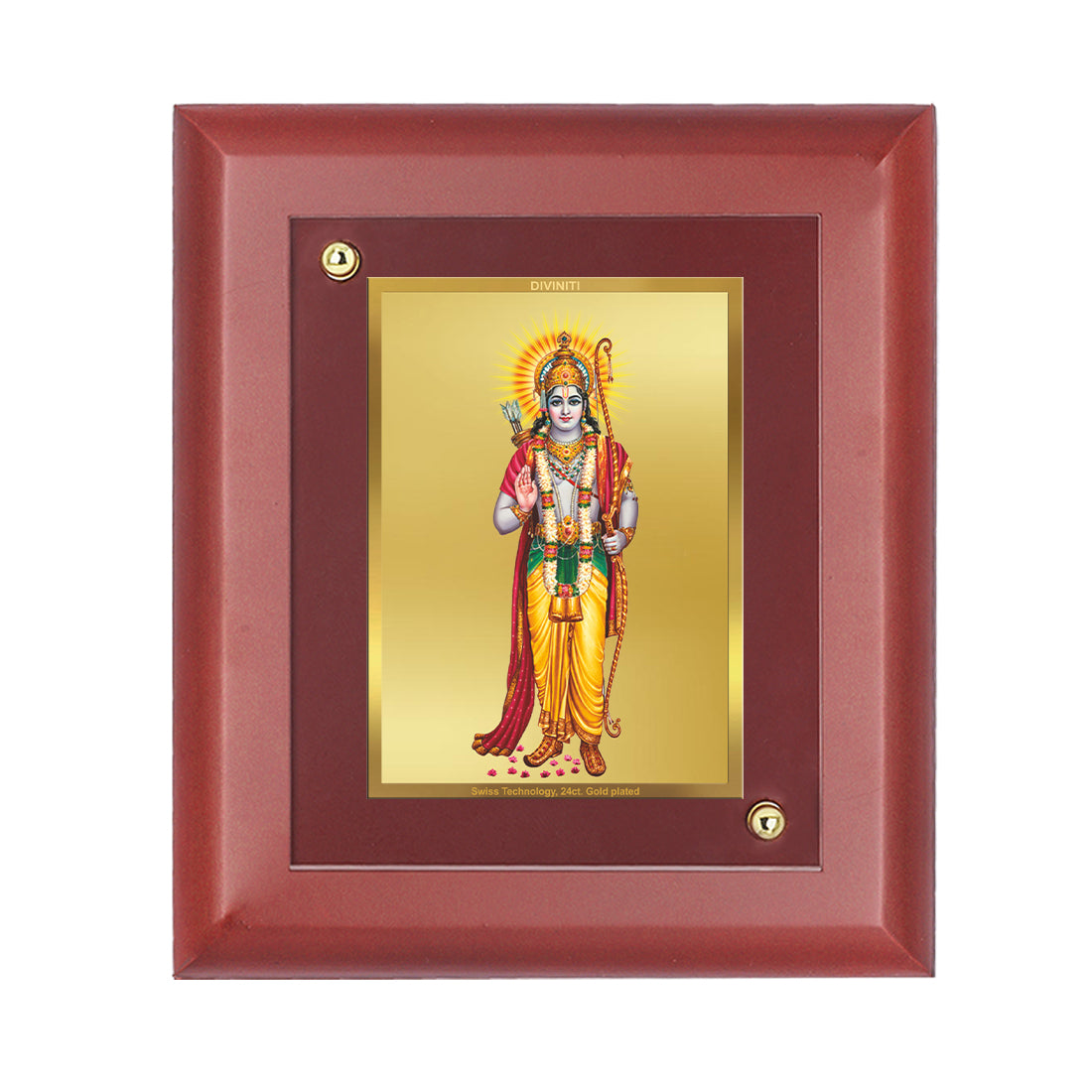 Diviniti 24K Gold Plated Lord Ram Photo Frame For Home Decor, Table, Wall Decor, Puja Room, Gift (16 x 13 CM)