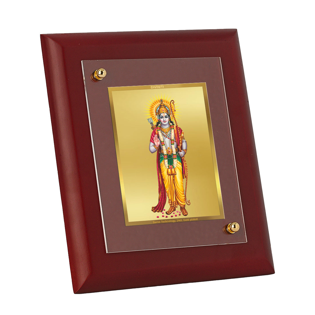 Diviniti 24K Gold Plated Lord Ram Photo Frame For Home Decor, Table, Wall Decor, Puja Room, Gift (16 x 13 CM)