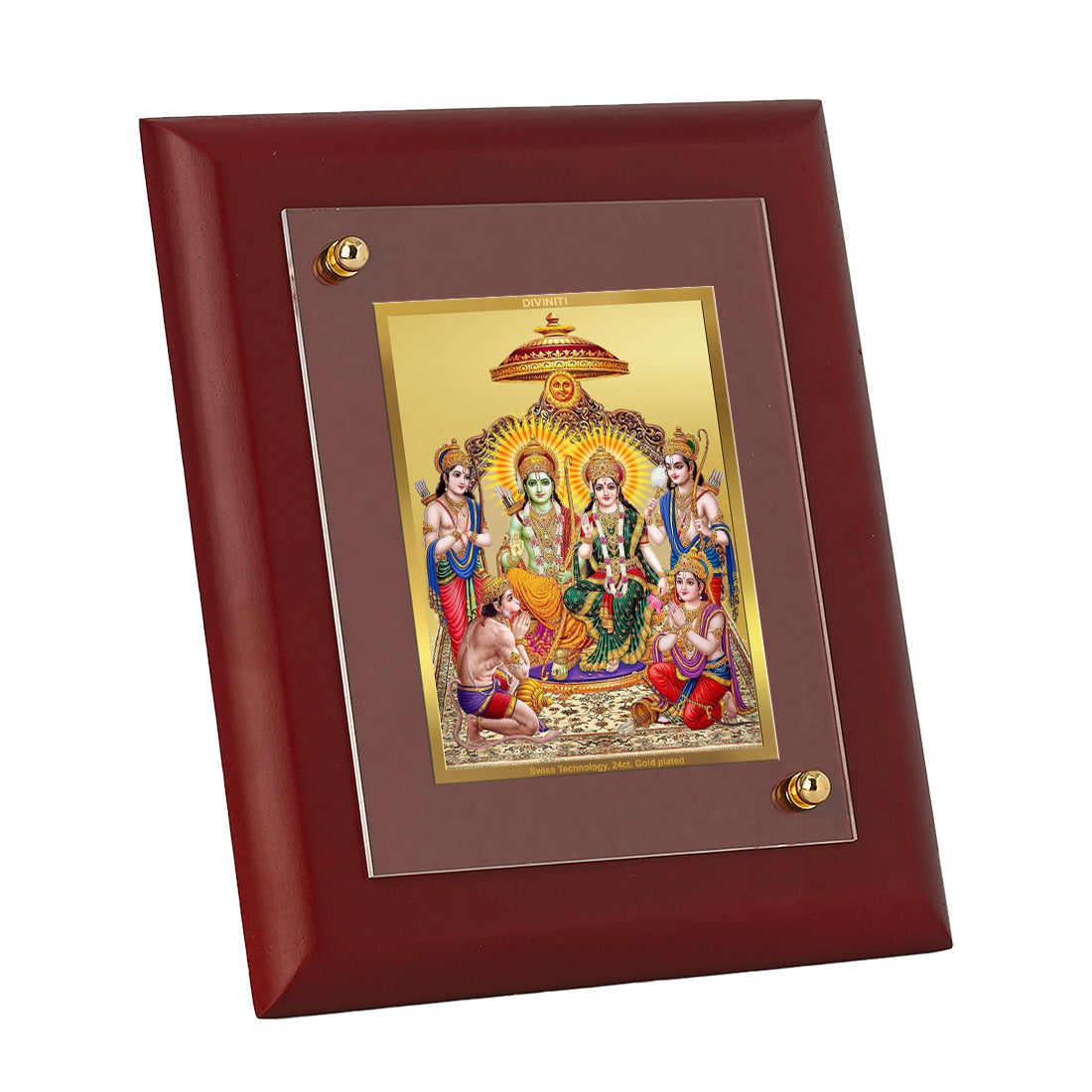 Diviniti 24K Gold Plated Ram Darbar Photo Frame For Home Decor, Wall, Table Tops, Festival Gift (16 x 13 CM)