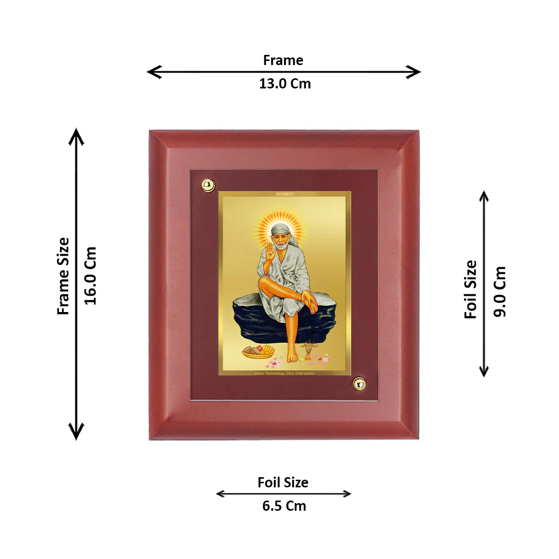 Diviniti 24K Gold Plated MDF Photo Frame For Home Decor, Table Tops, Puja Room, Gift