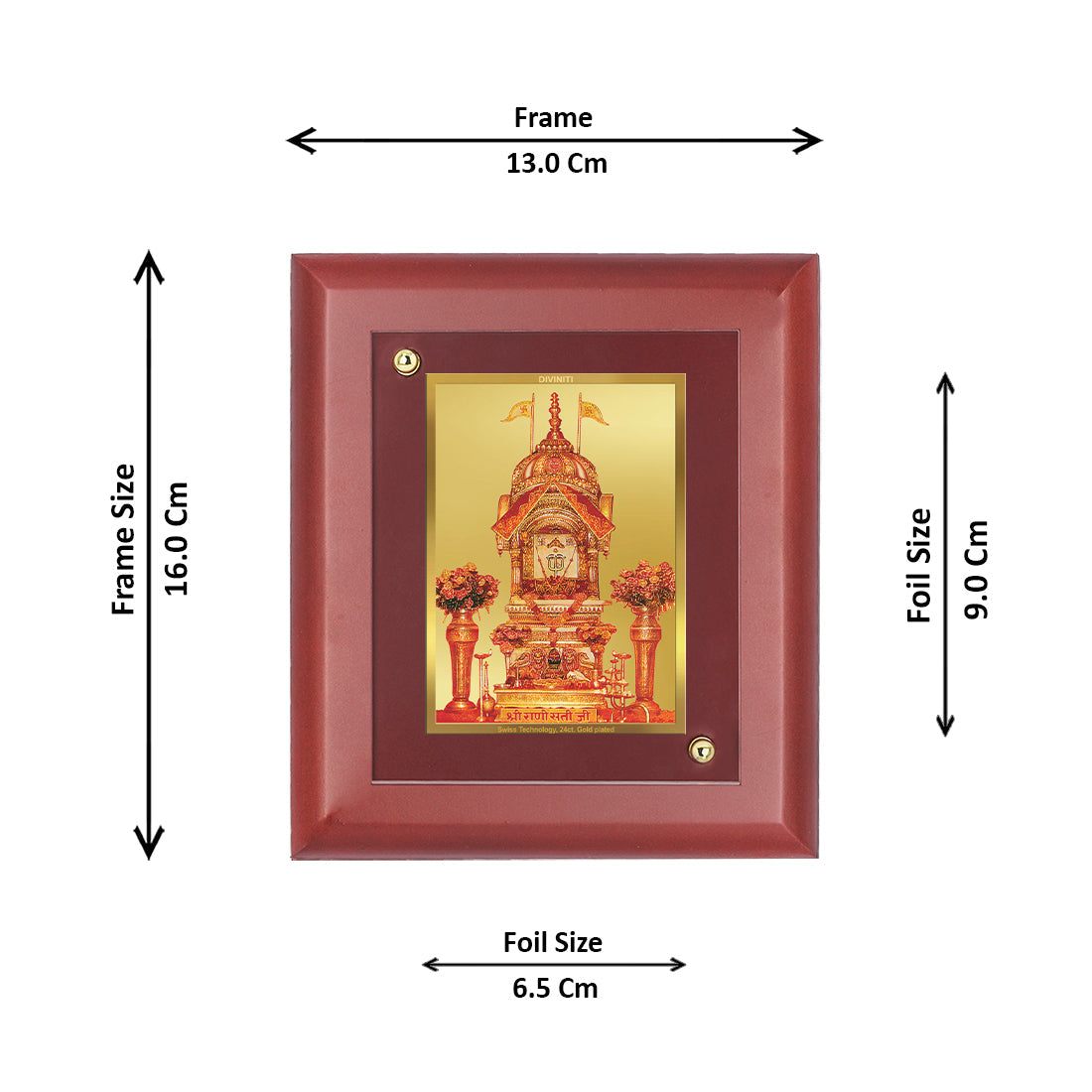 Diviniti 24K Gold Plated Rani Sati Photo Frame For Home Decor, Wall Decor, Table, Gift (16 x 13 CM)