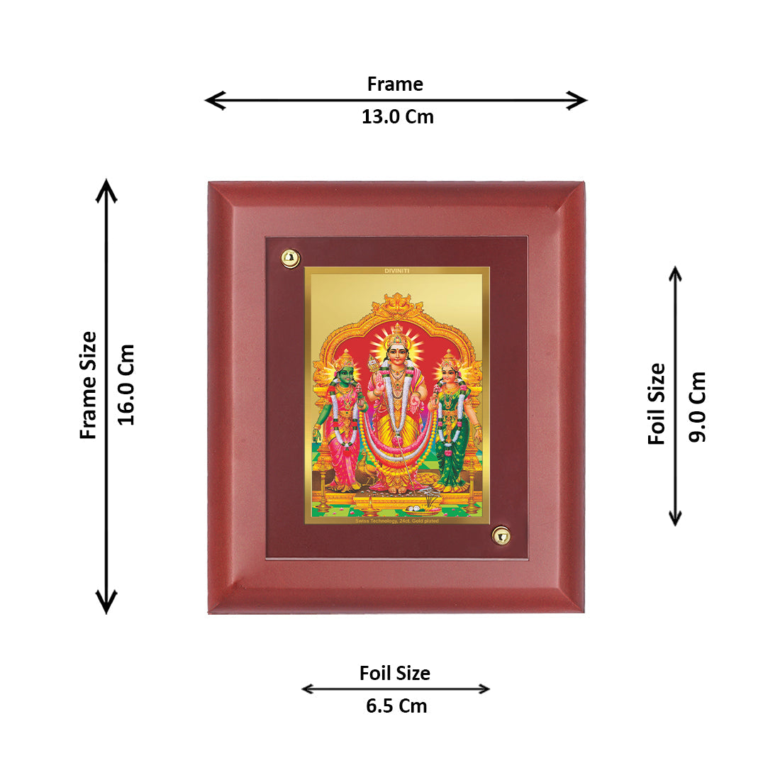 Diviniti 24K Gold Plated Murugan Valli Photo Frame For Home Decor, Wall Decor, Table, Worship (16 x 13 CM)