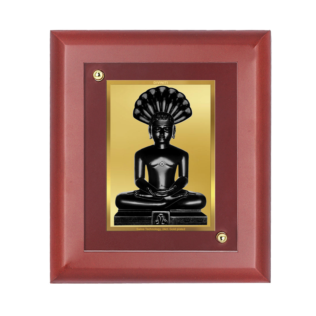 Diviniti 24K Gold Plated Parshvanatha Photo Frame For Home Wall Decor, Table Tops, Festival Gift (16 x 13 CM)