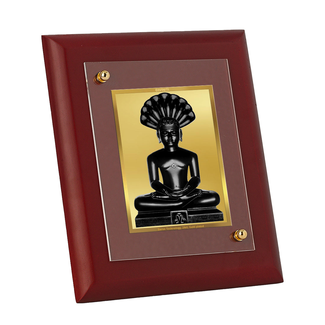 Diviniti 24K Gold Plated Parshvanatha Photo Frame For Home Wall Decor, Table Tops, Festival Gift (16 x 13 CM)