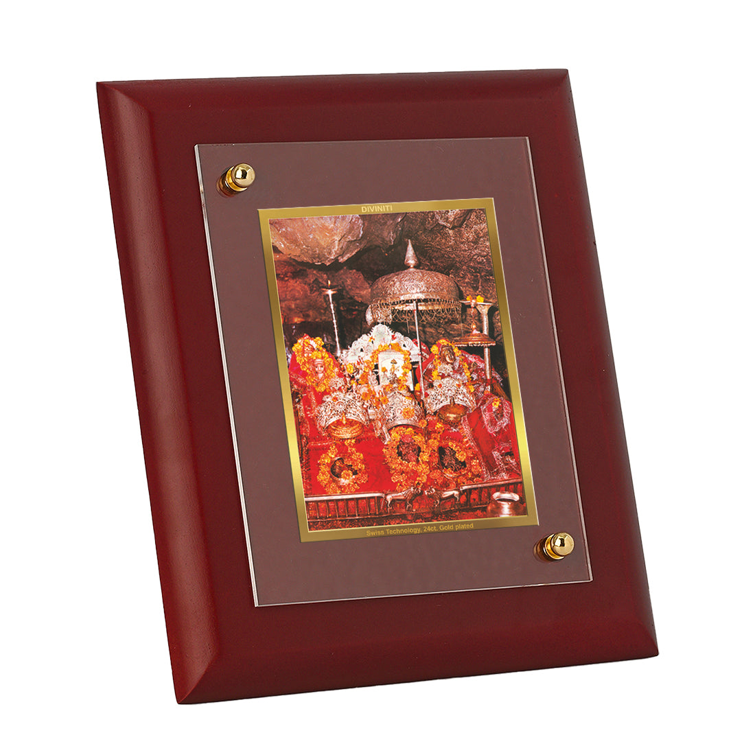 Diviniti 24K Gold Plated Mata Ka Darbar Photo Frame For Home Decor, Wall Decor, Puja, Festival Gift (16 x 13 CM)